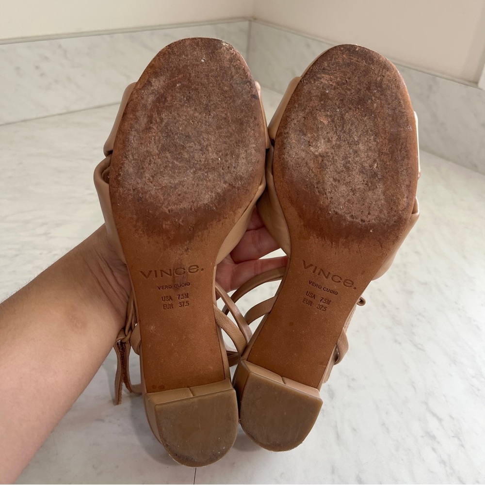 VINCE Rosalie Block-Heel Leather Sandals - Picture 7 of 8